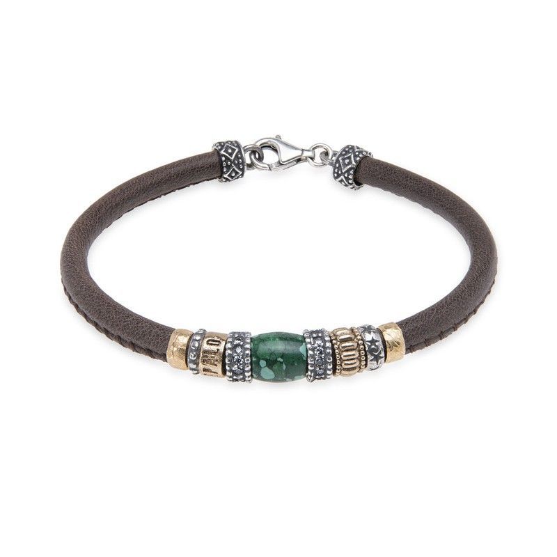 WB402X Pulsera Plata de Palo mujer de cordón de cuero color visón elegante