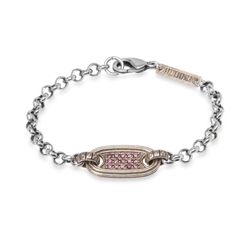 WB420X Pulsera Plata de Palo mujer chapada en plata 925 con pieza de bronce y circonitas marrones