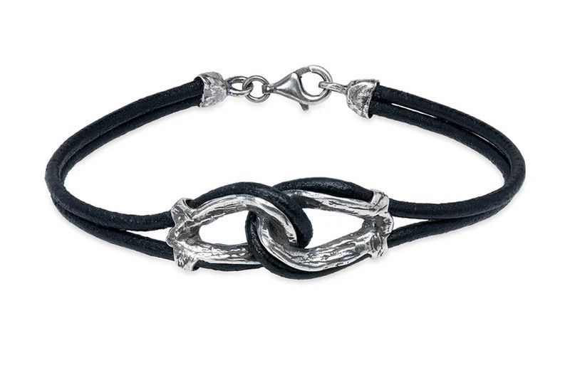 WB520X Pulsera Guadalupe PLATA DE PALO de cuero y plata 925 cierre de mosquetón