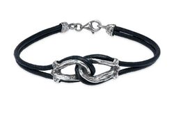 WB520X Pulsera Guadalupe PLATA DE PALO de cuero y plata 925 cierre de mosquetón