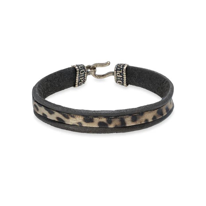 WB593X Pulsera Plata de Palo mujer Marrakech con Plata 925, bronce, cuero y textil cierre de garfio