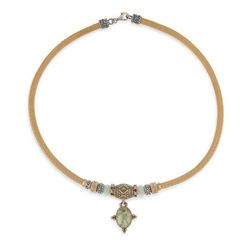 WN077X Colgante Plata de Palo cuero y Prehnita