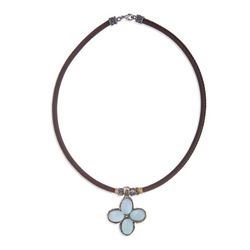 WN098X Collar PLATADEPALO mujer de bronce y calcedonias