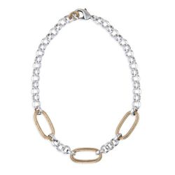 WN222X Collar Plata de Palo colección Samon para mujer en plata de 1ª ley con eslabones intercalados de bronce