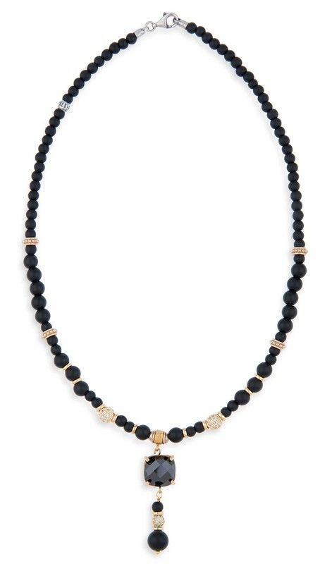 WN231N Collar PLATA DE PALO mujer de bronce, ónix y circonitas colección Zaira