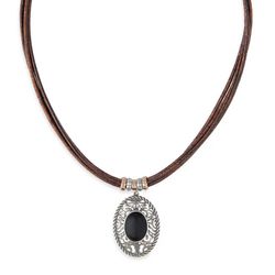 WN234X Collar Cobira Plata de Palo mujer en plata con piedra ébano diseño moderno y versátil