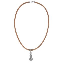 WN254X Collar PLATA DE PALO mujer de cuero modelo Yugen con colgante de tres espirales en plata de 1ª ley  925