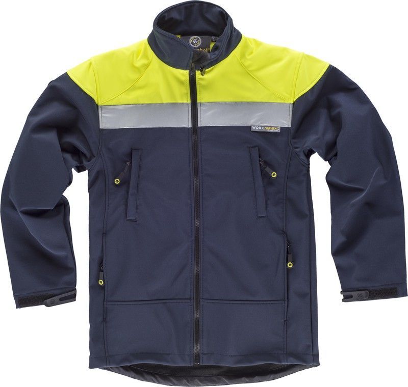 Workshell combinado con canesú alta visibilidad Marino Amarillo