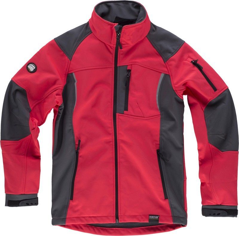 Workshell combinado con detalles reflectantes, un bolsillo en pecho, manga y dos laterales Rojo A.V. Gris