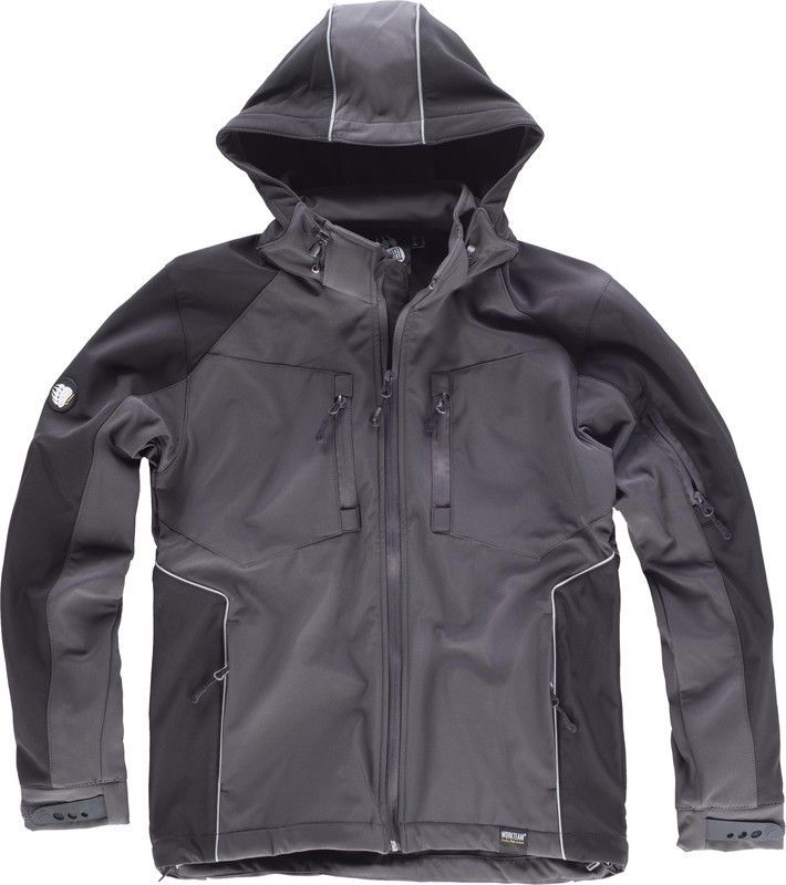 Workshell con cierre de cremallera multibolsillos Gris / Oscuro / Negro