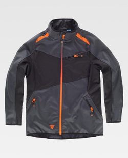 Workshell de color Gris oscuro+Negro+Naranja Fluor