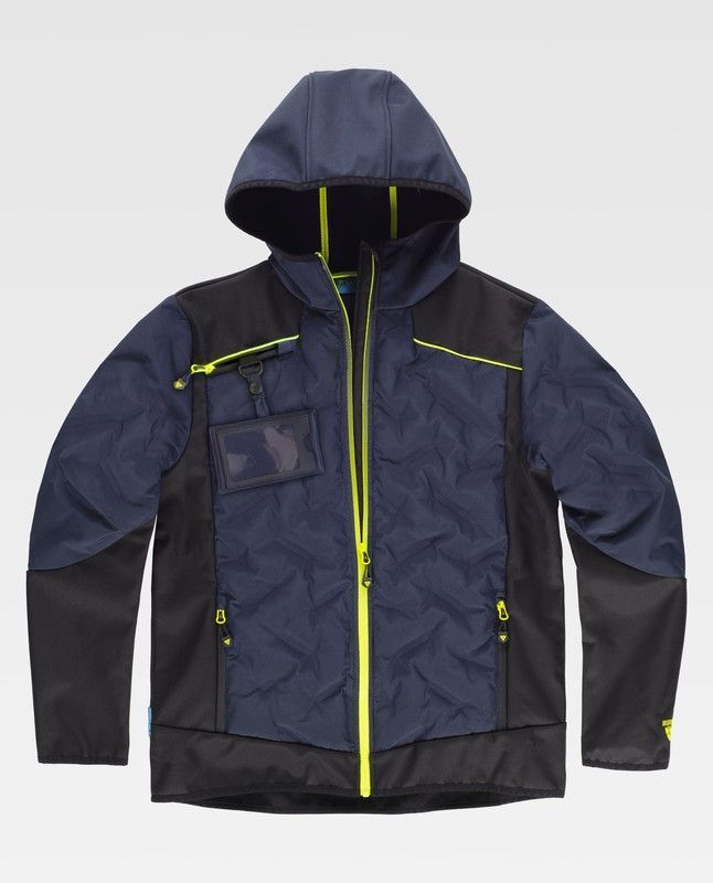 Workshell de color Marino+Negro+Amarillo Fluor