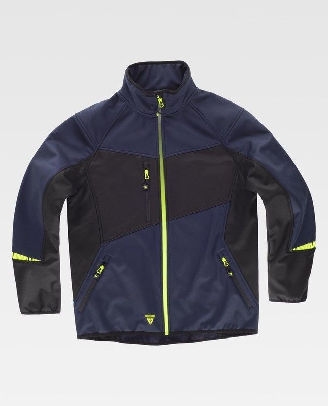 Workshell de color Marino+Negro+Amarillo Fluor