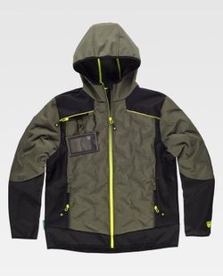 Workshell de color Verde Caza+Negro+Amarillo fluor