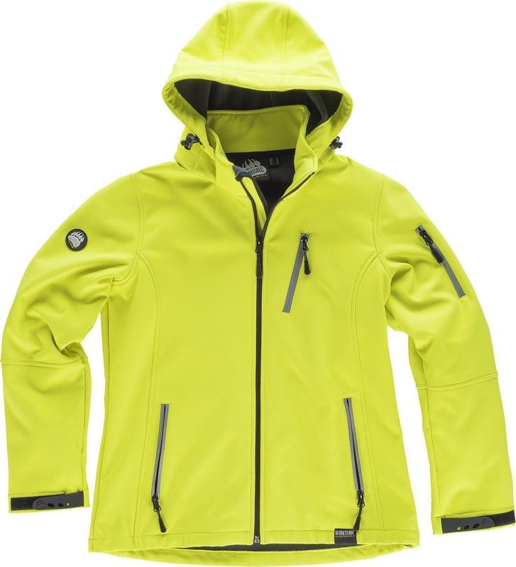 Workshell de mujer con capucha y detalles reflectante Amarillo