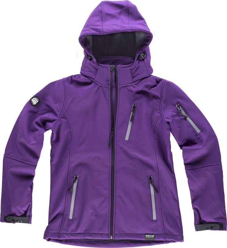Workshell de mujer con capucha y detalles reflectantes Morado
