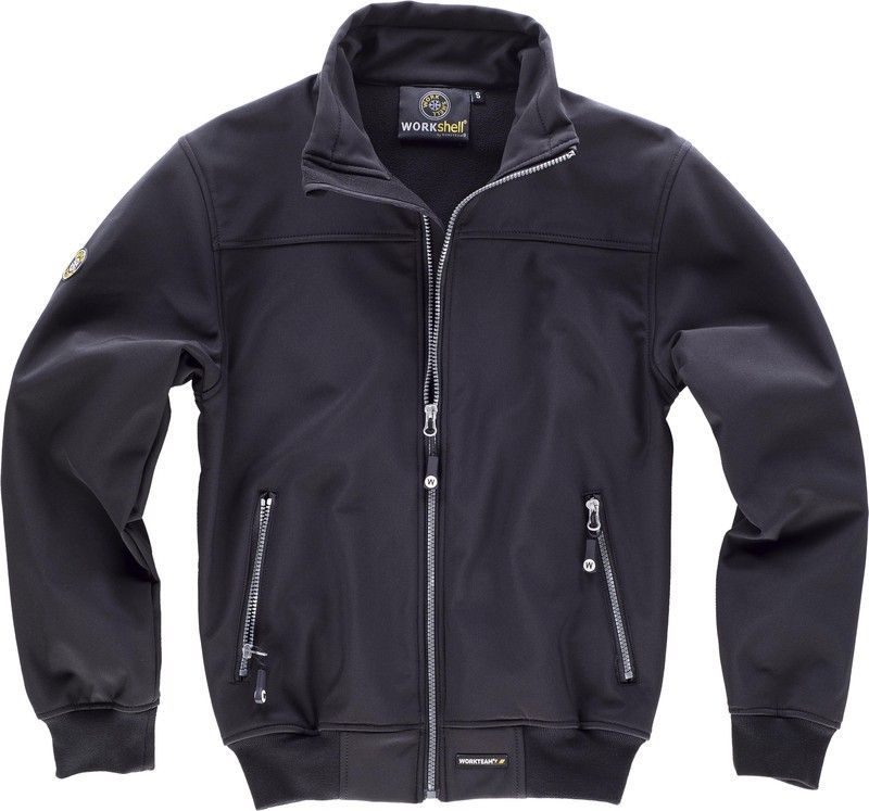 Workshell liso con elástico en cintura Negro