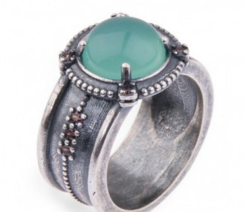 WR065X Anillo Plata de Palo Woman de plata con calcedonia