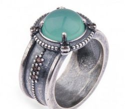 WR065X Anillo Plata de Palo Woman de plata con calcedonia