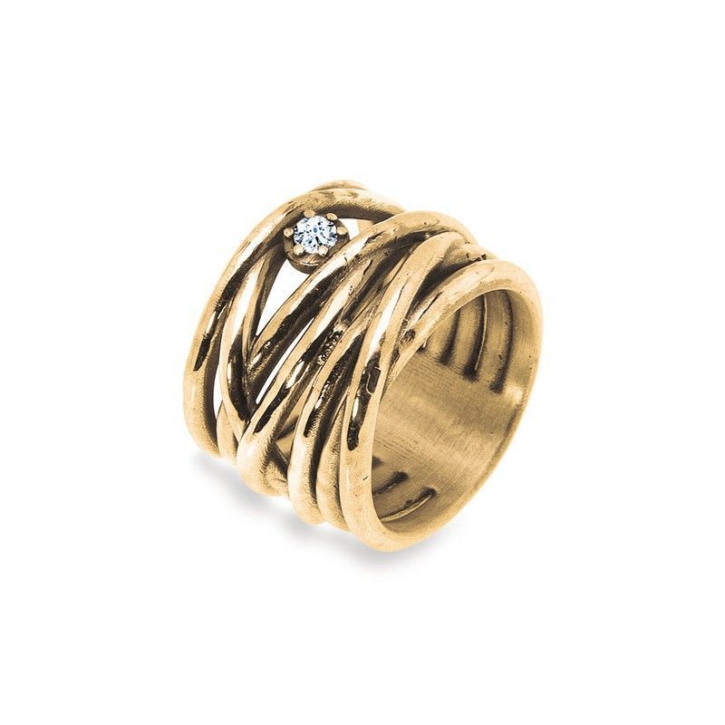 WR069G Anillo Plata de Palo BRILA para mujer atractivo y elegante