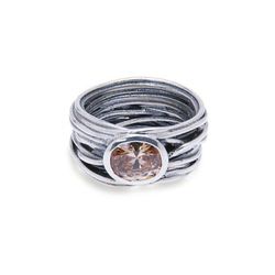 WR083N Anillo Plata de Palo FLORE para mujer citrino