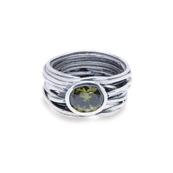 WR083V Anillo Plata de Palo CLARI para mujer con piedra olivina