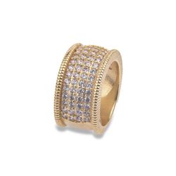 WR104G Anillo Plata de Palo mujer de bronce chapado en oro con circonitas blancas anillo chapado en oro con un brillo deslumbrante