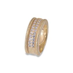 WR106G Anillo PLATA DE PALO mujer de bronce chapado en oro con circonitas blancas con un brillo deslumbrante y cautivador