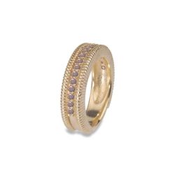WR109G Anillo Plata de Palo mujer elegante y natural de bronce chapado en oro con circonitas marrones impresionante y asombrosa pieza de alta joyería