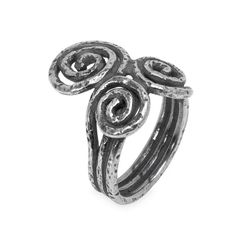 WR150X Anillo Plata de Palo de mujer modelo Kuraiho decorado con tres espirales de plata 925