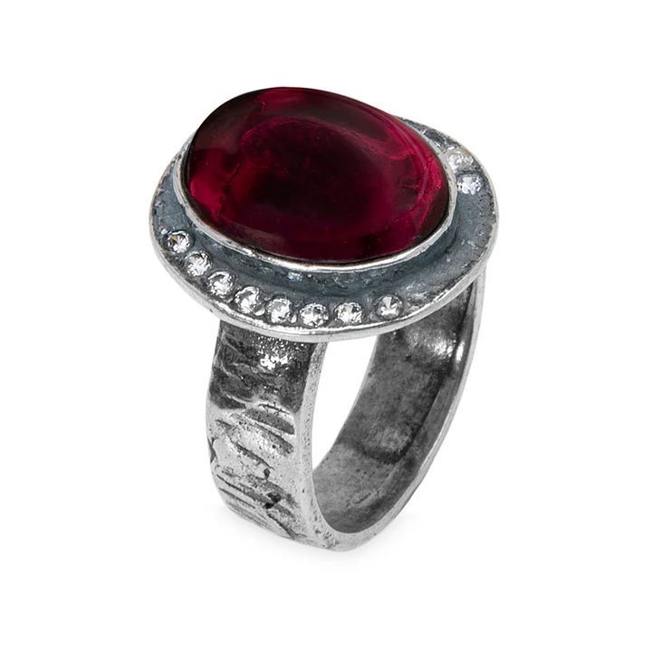 WR154X Anillo PLATA DE PALO Mujer Kurai de plata 925 y piedra granate super extremado