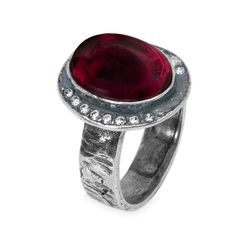 WR154X Anillo PLATA DE PALO Mujer Kurai de plata 925 y piedra granate super extremado