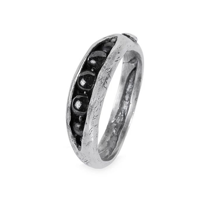 WR159X Anillo Plata de Palo Mujer colección Kurogane en plata de ley y hematites