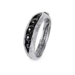 WR159X Anillo Plata de Palo Mujer colección Kurogane en plata de ley y hematites