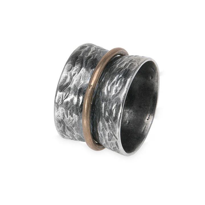 WR160X Anillo Plata de Palo de Mujer Zenchi en plata 1ª ley y círculo de bronce