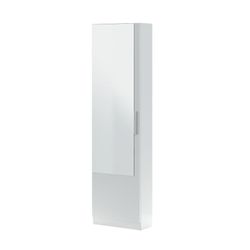 Zapatero 1 puerta con espejo, 6 alturas y 12 varillas, en blanco,  50 x 22 x 180 cm