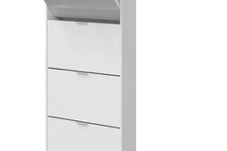 Zapatero 5 puertas, 15 pares, en blanco brillo, 70 x 17 x 180 cm