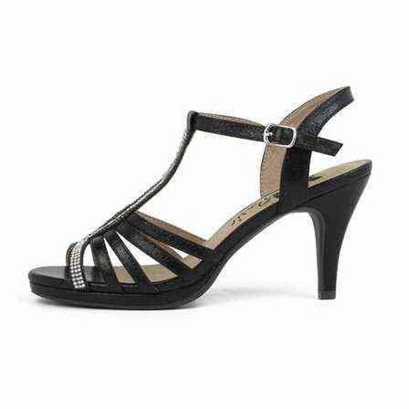 Zapato vestir con tacón fino brillantes Xti Negro