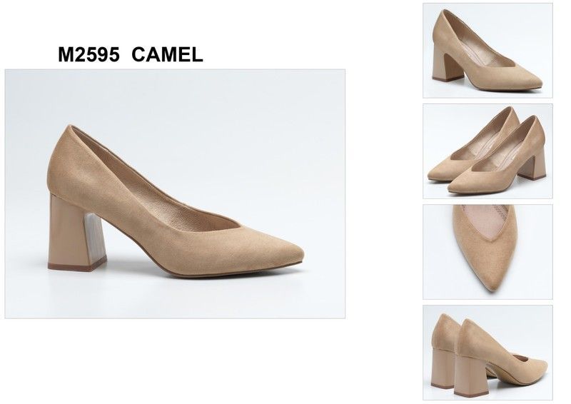 Zapatos Camel con tacón ancho Corina modelo M2595
