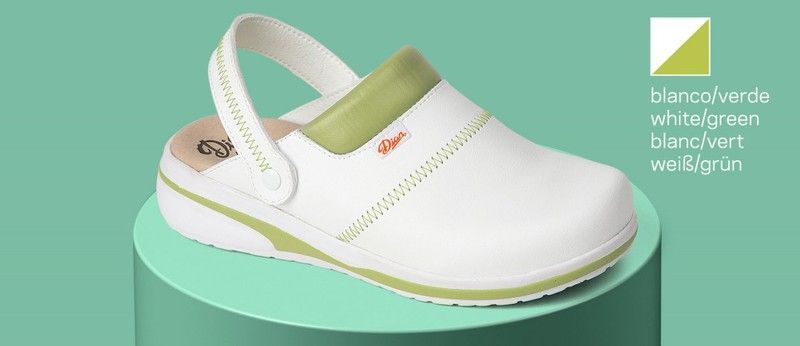 Zueco con correa abatible de sujeción en el talón Blanco / Pistacho