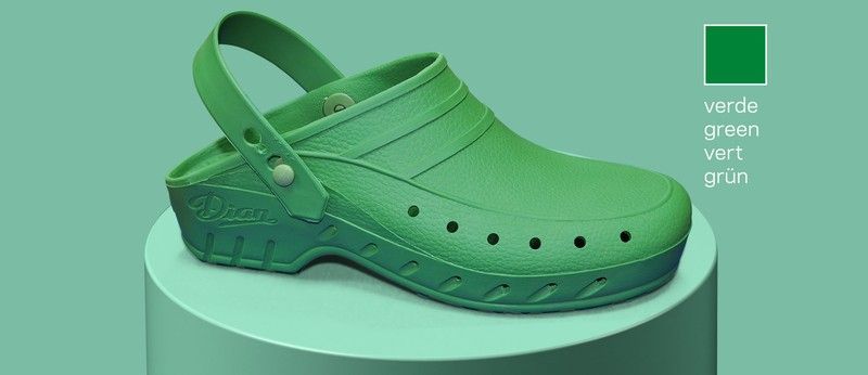 Zueco de material polímero SBS monocasco Verde