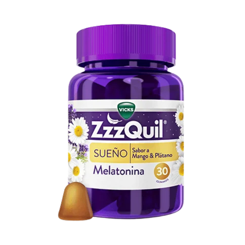 ZzzQuil Gummies de Melatonina sabor mango y plátano para dormir rápido